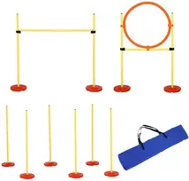 PawHut 3-in-1 šunų dresūros ir vikrumo (agility) rinkinys su kliūtimis, su krepšiu, lengvai nešiojamas, geltonas