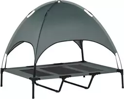 "PawHut Pet Bed Canopy" stogelis Pakeltas lauko šuns lovos stogas Kvėpuojantis taftos audinys Pilka 122x92x108cm