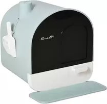 "PawHut" kraiko lovelis su dangteliu Tualetas katėms iki 5kg, su dangčiu, kačių kraiko kilimėlis, plastikinis, žalias, 43x44x47cm