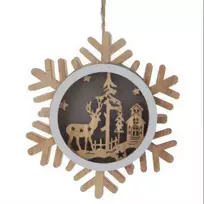 Home Styling Collection Medinė kalėdinė dekoracija pakabinimui, 12 cm