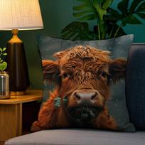 Mielas Škotijos kalnų karvės pagalvės užvalkalas Sofa Svetainė Miegamasis Dvipusis spausdinimas Kvadratinė pagalvė Poilsio laiko pagalvės užvalkalas 12x12Inch