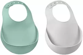BEABA 2 VNT. SILIKONINIŲ SEILINUKŲ RINKINYS, LIGHT MIST/AIRY Žalias