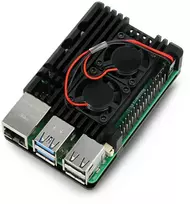 justPi dėklas Raspberry Pi 5 su dviem ventiliatoriais - aliuminis - juodas