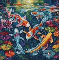 luca S Siuvinėtas kryželiu rinkinys "Akvariumas" 25x26cm SBU5030