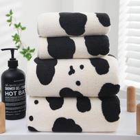 Karvės rašto koralinio vilnos vonios rankšluosčių rinkinys — Minkšti, didelio tankio rankšluosčiai poros kasdieniam namų naudojimui Bath Towel 70*140cm gray