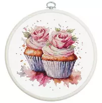 luca S Siuvinėjimo rinkinys su lanku "Pyragėliai" 12x12cm SBC215