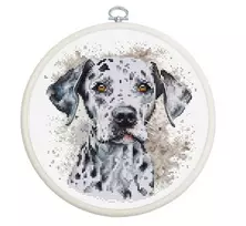 luca S Skaičiuojamas kryželiu siuvinėjimo rinkinys su lanku „The Dalmatian“ 15x16cm SBC208