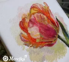Merejka Siuvinėjimo kryželiu rinkinys "Papūgos tulpė" 21x21 SK248