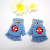 Children Winter Flip Gloves Marvel Spider-Man Boys Warm Half-Finger Gloves Cartoon Gloves for Kids Students Winter Accessories šviesiai mėlyna spalva