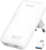 4smarts FlatPlug SlimDual 65W GaN 2xUSB-C balta
