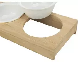 Bļoda dzīvniekiem, keramika - Trixie Bowl set, ceramic/bamboo, 2×0.25 l/ø 12cm/30×5×14 cm