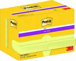 Lipnūs lapeliai 3M Post-it® Super Sticky 47,6mmx47,6mm, 12 vnt. po 90 lapelių, geltonos spalvos