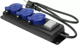 Orno Aptaškams atsparus dirbtuvių ilgintuvas su IP44 jungikliu, 3 lizdai 2P+Z IP44, guminis kabelis, H05RR-F 3x1,5mm?, 5m