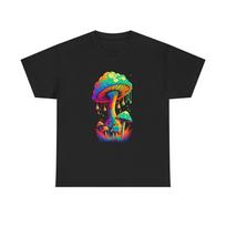 Trippy Neon Mushroom Tshirt 70s groovy Graphic Unisex Heavy Cotton Tee Unisex T-Shirt M