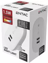 Sieninis šviestuvas Entac naktinis šviestuvas su 2USB Dimmable