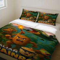 3pcs ITALIAN BRAINROT Jungle Adventure Duvet Cover Set - Retro Digital Pattern Bedding Set, Soft and Light Beige-Friendly (135x200cm)