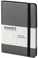 Užrašų knyga PARTNER SOFT, Axent, A5, 96 lapai, 80gsm, langeliais, minkštas PU viršelis, sidabro sp.