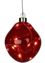 Christmas Decoration stiklinis burbulas lašo formos LED 10 cm raudonas