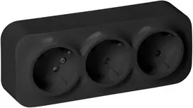 Orno Lizdas „ToDo“ trigubas lizdas 2P+Z Schuko IP20, 16A, 230V AC, juodas