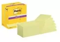 Lipnūs lapeliai „Post-it Super Sticky Notes“, 3 x 5 colių, geltonos spalvos, 12 lapelių pakuotėje, geltoni, 76,2 mm, 127 mm, 90 lapų