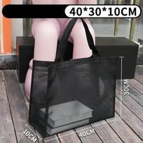 Mesh Tote Bag Women Large Capacity Transparent Shoulder Bag Lightweight Foldable Shopping Beach Bag S-40*30*15