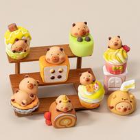 8pcs/Set Dessert Capybara Figurine Animals Model Mini Kapibare Action Figures Toy Home Decoration Fans Birth Date Gifts
