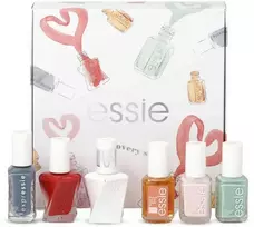 Discovery Set Essie: Nail Enamel Vegan Glossy Shine Finish Nagų lakas 99 Mint Candy Apple 13.5 ml + Expressie Air Dry Nagų lakas 13.5 ml + Gel Couture Nagų lakas Rock the Runway 13.5 ml + Essie Nagų lakas Ballet Slippers 13.5 ml + Gel Couture Top Coat