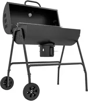 "Outsunny" medžio anglių kepsninė iš metalo BBQ rūkykla su dangčiu termometro ratukais reguliuojama medžio anglių padėklo rankena, mobilus grilio vežimėlis medžio anglių kepsninė, medžio anglių kepsninė, skirta kepsninei, stovyklavietei, terasai, 95x71,5x102 cm