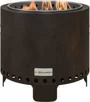 "Outsunny" ugniakuras Nedūmijantis stalo židinys Ø45 cm su rankena ir degtuku, idealiai tinka sodui ir kempingams, metalas, juodas