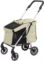 PawHut šunų vežimėlis lengvas aliumininis vežimėlis šunims ir katėms iki 10 kg sulankstomas vežimėlis šunims ir katėms su pagalvėlėmis, tinkliniais langais, durelėmis, laikymo krepšeliu vežimėlis šunims ir katėms chaki spalvos