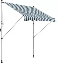 Outsunny Reguliuojamo aukščio markizė, balkono markizė - žalia su balta 200 x 150 cm