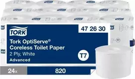 „Tork OptiServe“ – perforuotas tualetinis popierius be šerdies, 2 sluoksnių – 24 ritiniai