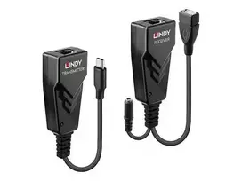 USB Prailginimas - LINDY USB 2.0 Type C Cat.6 Prailginimas, 480Mbps, 100 m, Juodas