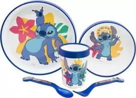 Disney Stitch - Neslystančių indų rinkinys mikrobangų krosnelei, 5 vnt. (lėkštė, dubuo, puodelis, šakutė, arbatinis šaukštelis)