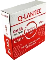 U/UTP 5e kat. tinklo kabelis, susukta pora, PE lauko, sausas, Fca 4PR, 1Gb/s, juodas, 100m - Q-LANTEC