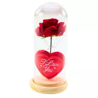 Lean Amžinoji rožė LED apšvietimo kupole su širdimi ir „Love“ užrašu