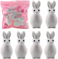 Lean Toys Styropianowe Putų polistirolo blizgučiai, dekoratyviniai Velykų zuikučiai, balti, 6 vnt.