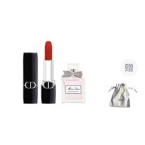 DIOR Perfume Vibrant Blue Gold Lipstick Sample Makeup Trial Set Velvet Satin #velvet777 + flowery eau de toilette 5ML + gold label small bag mėlyna