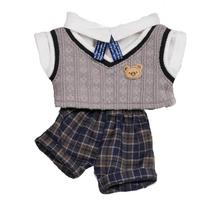 1 set Clothes School Uniform 20cm Cotton Clothes Knitted Vest Plaid Shorts Cotton 's Clothes Outfit Mini Clothes 20cm Cotton