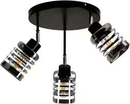 Pakabinamas šviestuvas Orno SIENA 3P E27, sieninis-lubinis šviestuvas, maks. 3x60W, juodas, apvalus cokolis, judančios lempos galvutės, įvairūs lygiai