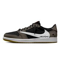 Jordan x Travis Scott Air Jordan 1 Travis Scott X AJ1 Collaboration Slip Resistant Low top Vintage Basketball Shoes DZ4137-700(Team1565-) 43