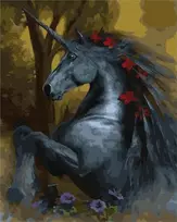 Twoje Hobby Tapyba pagal skaičius. Juodasis vienaragis, 40x50cm