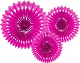 Party Deco Dekoratyvinės šilko popieriaus rozetės, tamsiai rožinės, 20-30 cm, 3 vnt. Universalios