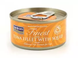 Fish4Dogs Kačių Maistas - FISH4CATS Tunų Filetė su Kalmarais 70g