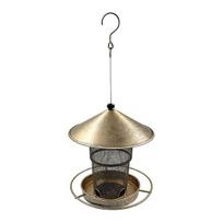 Bird Feeder with Rainproof Roof Metal Feeder Large Capacity Grain Storage Bin And Tray Feeder for Outdoor Garden Patio Size#34