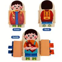 Montessori Multi-Layer Wooden Busy Board, Toddler Practice Dressing Game, Early Learning Holiday Birthday Gift, Educational Toys