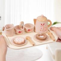 Children's Wooden Simulated Afternoon Tea Dessert Kettle Kitchen Tableware Playset For Pretend Play A Festive Gift For Children