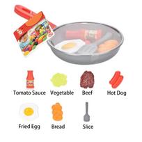 8PCS Kids Kitchen Play Food Set - Pretend Cookware with Steak, Vegetables, Bread & Hot Dog for Toddler Cooking Games sidabras