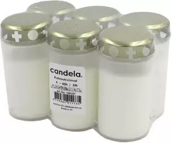 Candela Atminimo žvakės su dangteliais (kandela), 6 vnt., Baltas