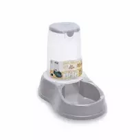 Gyvūnų maisto dubenėlis su dozatoriumi/rezervu 1,5 l pilkas STEFANPLAST